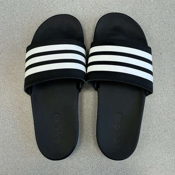 Adidas Men's Size 7 Adilette Shower Slides Black & White - Picture 2 of 6